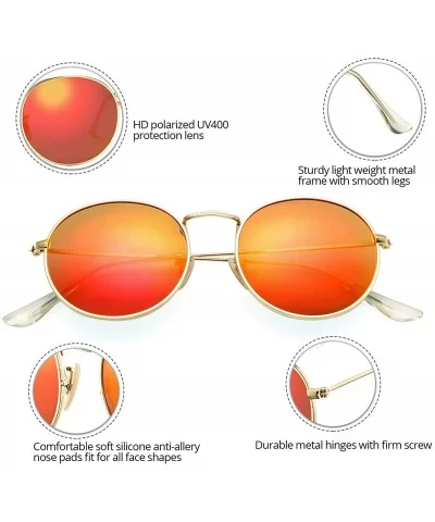 Classic Polarized Sunglasses for Women Men Small Round Metal Frame Mirrored Lens Sun Glasses - Gold/Red Mirror - C418WR88SZN ...