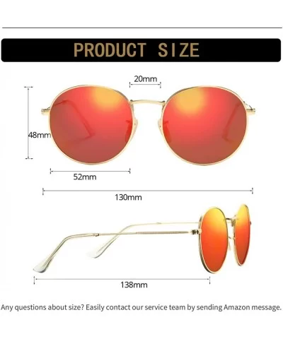 Classic Polarized Sunglasses for Women Men Small Round Metal Frame Mirrored Lens Sun Glasses - Gold/Red Mirror - C418WR88SZN ...