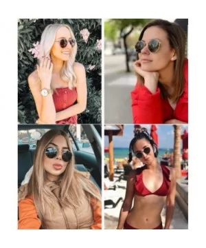 Classic Polarized Sunglasses for Women Men Small Round Metal Frame Mirrored Lens Sun Glasses - Gold/Red Mirror - C418WR88SZN ...