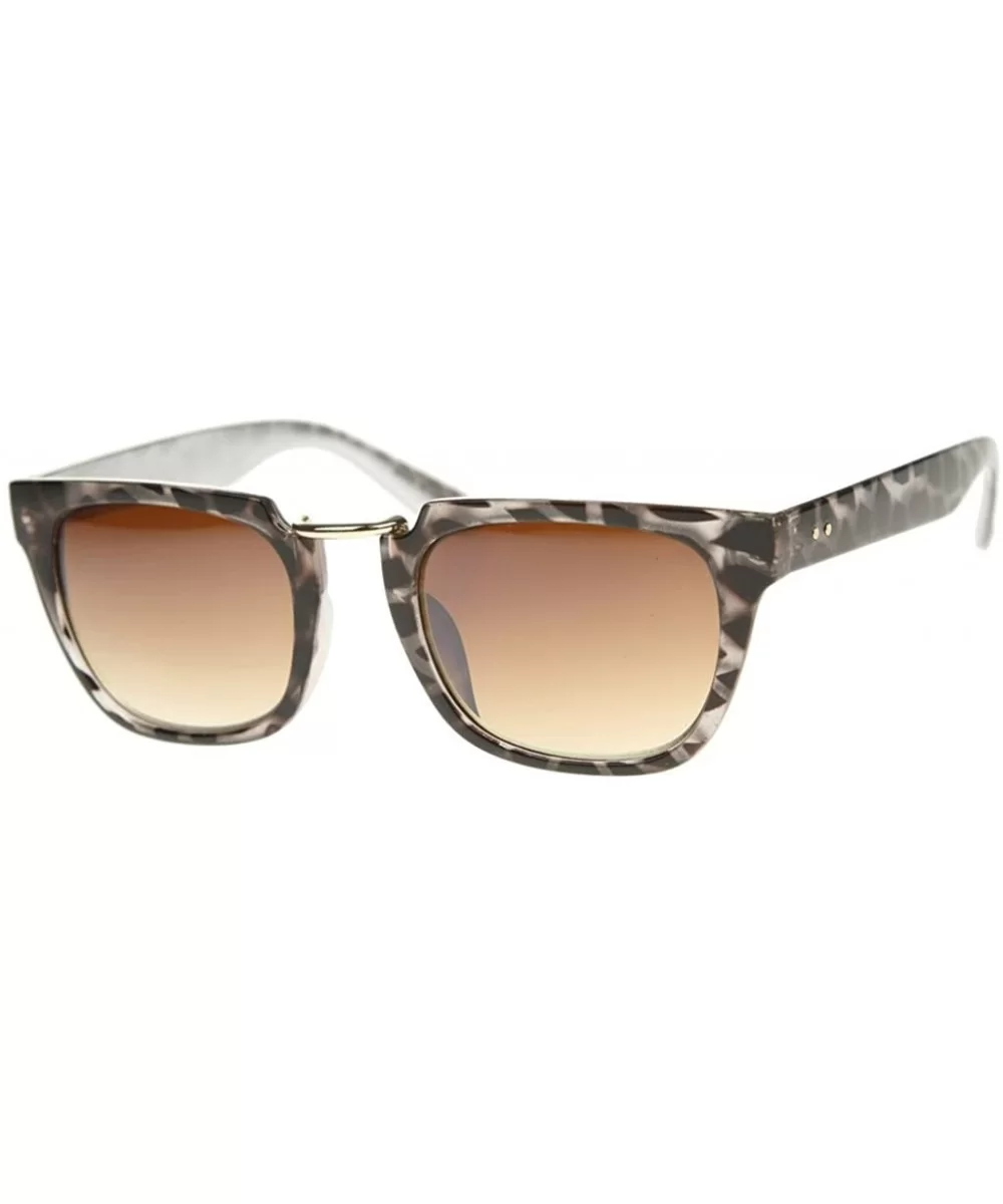 Urban Fashion Rectangular Flat Top Brow Bar Sunglasses S61NG1078 - Black Leopard - CH182XKKIYY $7.43 Square