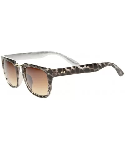 Urban Fashion Rectangular Flat Top Brow Bar Sunglasses S61NG1078 - Black Leopard - CH182XKKIYY $7.43 Square