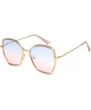 Unisex Sunglasses Fashion Gold Blue Pink Drive Holiday Square Non-Polarized UV400 - Gold Blue Pink - C118RKGALG2 $8.27 Square