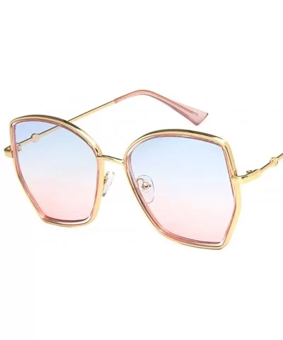 Unisex Sunglasses Fashion Gold Blue Pink Drive Holiday Square Non-Polarized UV400 - Gold Blue Pink - C118RKGALG2 $8.27 Square