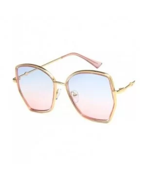 Unisex Sunglasses Fashion Gold Blue Pink Drive Holiday Square Non-Polarized UV400 - Gold Blue Pink - C118RKGALG2 $8.27 Square