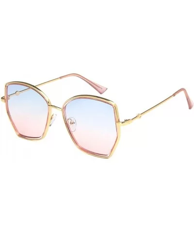 Unisex Sunglasses Fashion Gold Blue Pink Drive Holiday Square Non-Polarized UV400 - Gold Blue Pink - C118RKGALG2 $8.27 Square