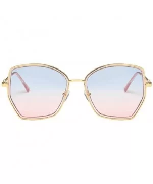 Unisex Sunglasses Fashion Gold Blue Pink Drive Holiday Square Non-Polarized UV400 - Gold Blue Pink - C118RKGALG2 $8.27 Square