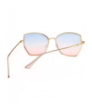 Unisex Sunglasses Fashion Gold Blue Pink Drive Holiday Square Non-Polarized UV400 - Gold Blue Pink - C118RKGALG2 $8.27 Square