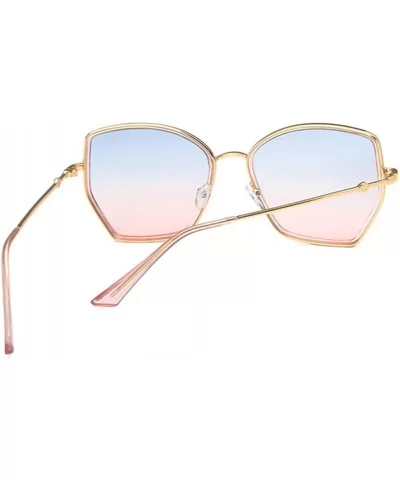 Unisex Sunglasses Fashion Gold Blue Pink Drive Holiday Square Non-Polarized UV400 - Gold Blue Pink - C118RKGALG2 $8.27 Square