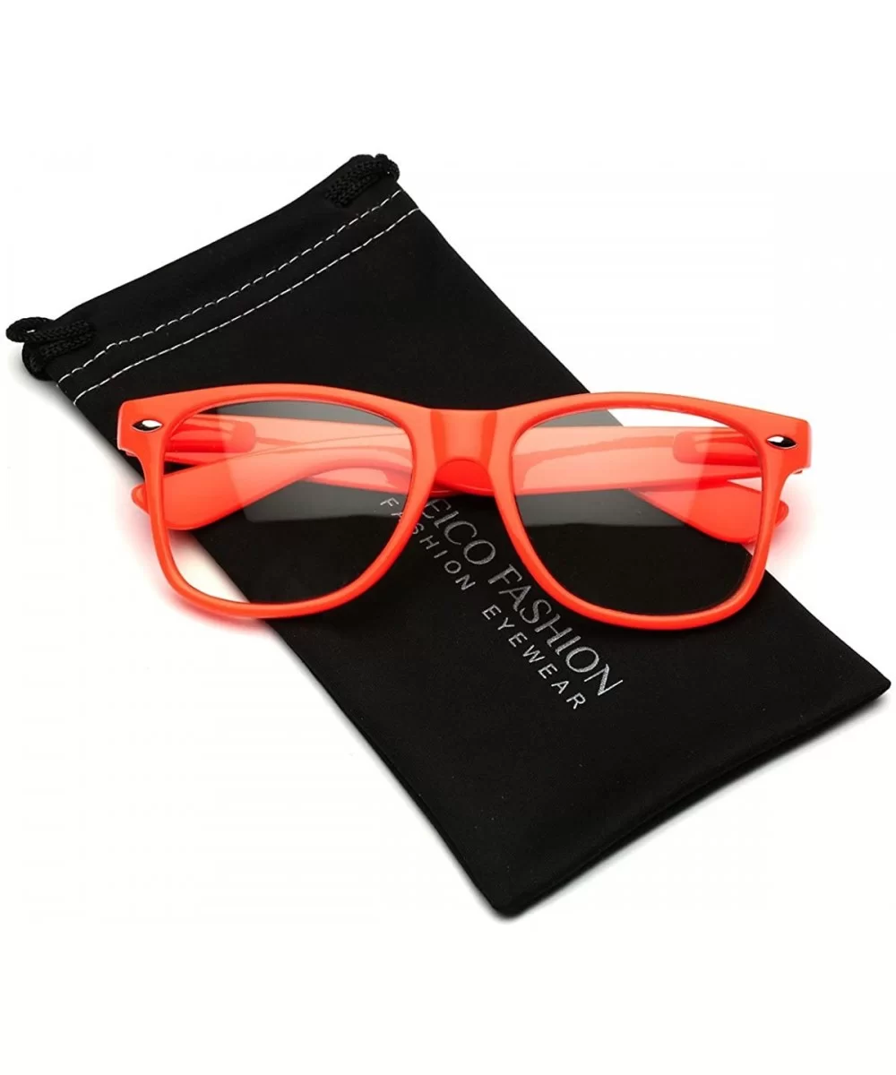 Iconic Square Non-Prescription Clear Lens Retro Fashion Nerd Glasses Men Women - Orange - CR12NTEV5E8 $7.33 Oversized