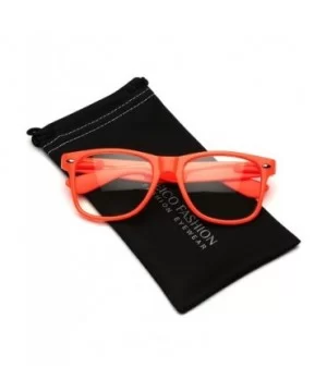 Iconic Square Non-Prescription Clear Lens Retro Fashion Nerd Glasses Men Women - Orange - CR12NTEV5E8 $7.33 Oversized