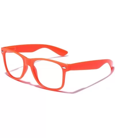 Iconic Square Non-Prescription Clear Lens Retro Fashion Nerd Glasses Men Women - Orange - CR12NTEV5E8 $7.33 Oversized