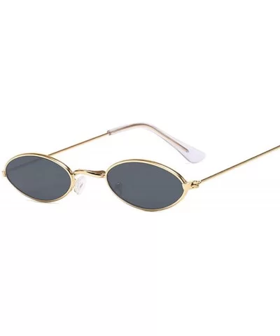 Retro Small Oval Sunglasses Women Vintage Shades Black Red Metal Color Sun Glasses FeFashion Lunette - Goldtrans - C3198AHW4A...