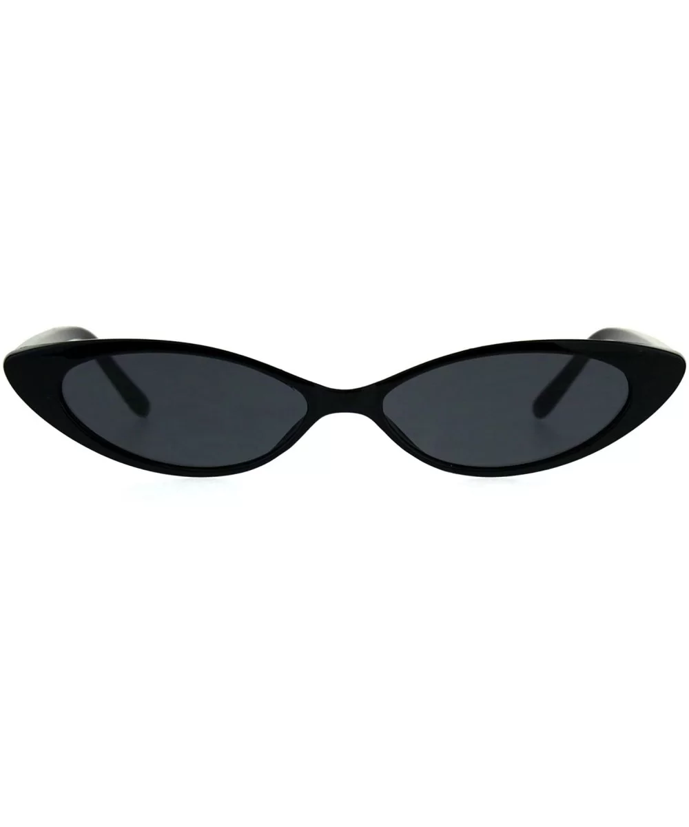 Womens Classic Vintage Narrow Goth Cat Eye Plastic Sunglasses - All Black - C118CC73E7Y $5.76 Cat Eye