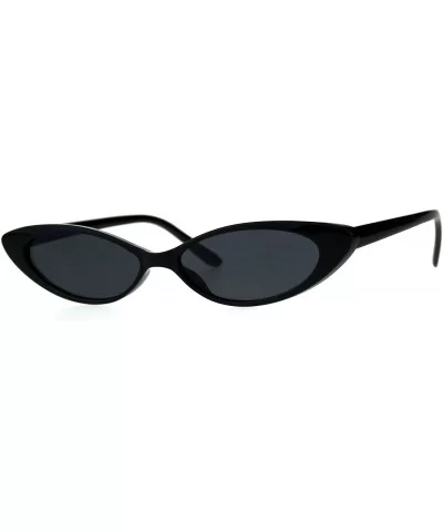 Womens Classic Vintage Narrow Goth Cat Eye Plastic Sunglasses - All Black - C118CC73E7Y $5.76 Cat Eye