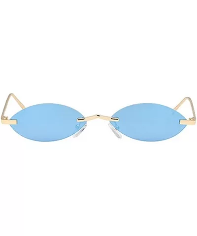 Unisex Fashion Metal Frame Oval Candy Colors small Sunglasses UV400 - Blue - C618N0ZGXZ7 $8.09 Square