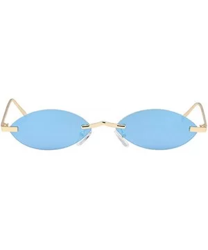 Unisex Fashion Metal Frame Oval Candy Colors small Sunglasses UV400 - Blue - C618N0ZGXZ7 $8.09 Square