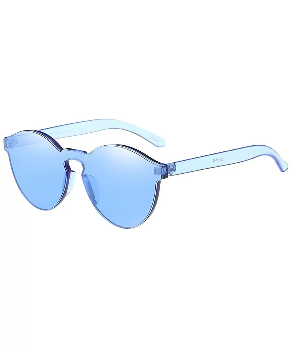 Women Fashion Cat Eye Shades Sunglasses Integrated UV Candy Colored Glasses - Blue - CG1947UX2C4 $8.48 Round