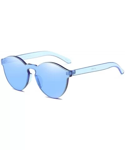 Women Fashion Cat Eye Shades Sunglasses Integrated UV Candy Colored Glasses - Blue - CG1947UX2C4 $8.48 Round