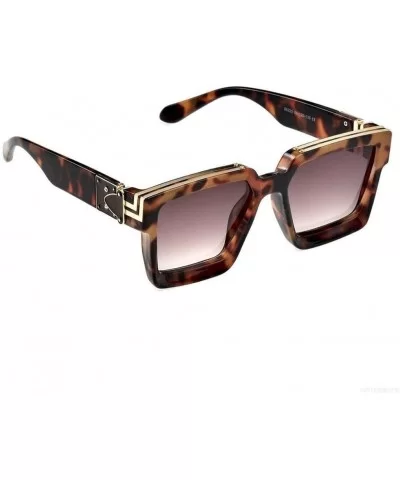 Square Luxury Sunglasses Men Women Fashion UV400 Glasses (Color C2 Leopard) - C2 Leopard - CZ199GA5HKK $18.33 Square