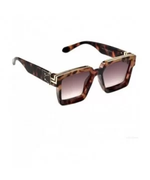 Square Luxury Sunglasses Men Women Fashion UV400 Glasses (Color C2 Leopard) - C2 Leopard - CZ199GA5HKK $18.33 Square