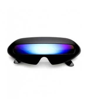 Futuristic Cyclops Neon Shield Color Mirror Lens Wrap Sunglasses (Black Ice) - CQ11F5C7ARF $6.21 Wrap