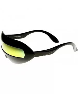 Futuristic Cyclops Neon Shield Color Mirror Lens Wrap Sunglasses (Black Ice) - CQ11F5C7ARF $6.21 Wrap