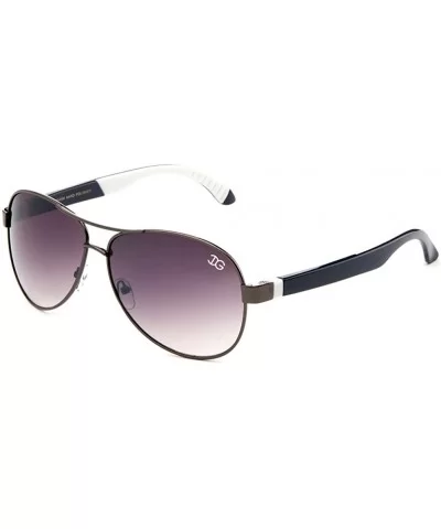 "Vibrance" Aviator Style Two Tone Aluminum Finish Sunglasses - Gunmetal/White - CG12C9SC6AD $5.98 Aviator