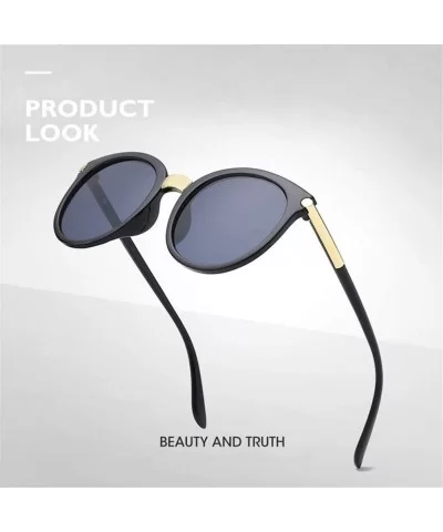 Retro Round Sunglasses Women Black Female Sun Glasses Lady - Blackgray - CV198XYYKOT $5.50 Round