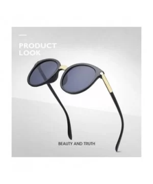 Retro Round Sunglasses Women Black Female Sun Glasses Lady - Blackgray - CV198XYYKOT $5.50 Round