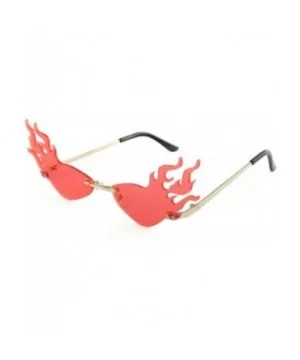 Womens Mens Fashion Fire Flame Sunglasses Eyewear Luxury Trending Narrow Rimless Wave Sunglasses - Red - CG1965GKXY8 $6.00 Ri...