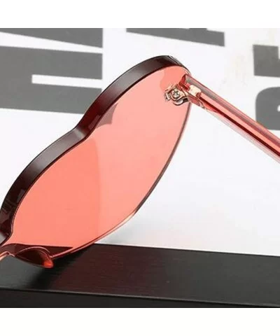 Heart Shaped Rimless Sunglasses One Pieces Transparent Lens Candy Color Frameless Glasses Tinted Love Eyewear - CN1905433UD $...