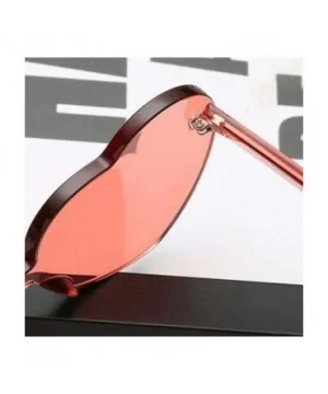 Heart Shaped Rimless Sunglasses One Pieces Transparent Lens Candy Color Frameless Glasses Tinted Love Eyewear - CN1905433UD $...