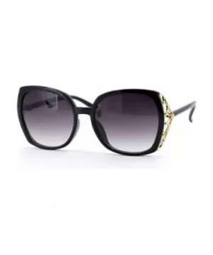 Womens Rhinestone Bling Metal Web Designer Fashion Sunglasses - Black Gold Smoke - C518UCLI5TO $7.70 Butterfly