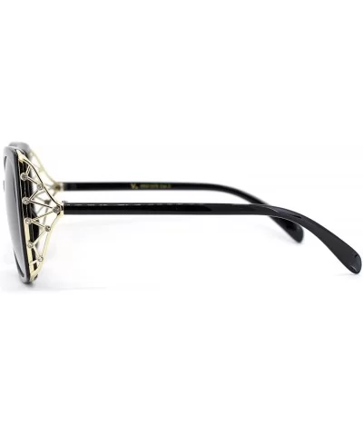 Womens Rhinestone Bling Metal Web Designer Fashion Sunglasses - Black Gold Smoke - C518UCLI5TO $7.70 Butterfly