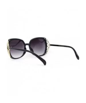 Womens Rhinestone Bling Metal Web Designer Fashion Sunglasses - Black Gold Smoke - C518UCLI5TO $7.70 Butterfly