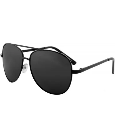 Unisex Sunglasses Polarized UV400 Aviator Tinted Black Lens Metal Frame - Black Metal Frame/ Black Lens - CY18IS2T4R4 $6.40 G...