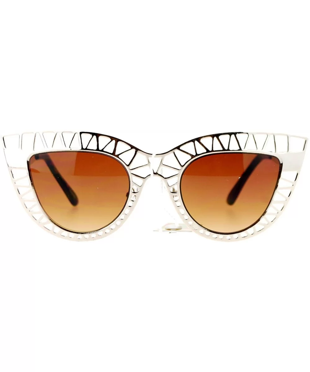 Womens Lattice Wire Frame Cat Eye Runway Fashion Sunglasses - Gold - C0123FLZQND $8.32 Cat Eye