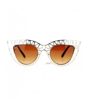 Womens Lattice Wire Frame Cat Eye Runway Fashion Sunglasses - Gold - C0123FLZQND $8.32 Cat Eye