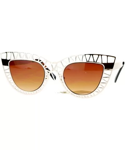 Womens Lattice Wire Frame Cat Eye Runway Fashion Sunglasses - Gold - C0123FLZQND $8.32 Cat Eye