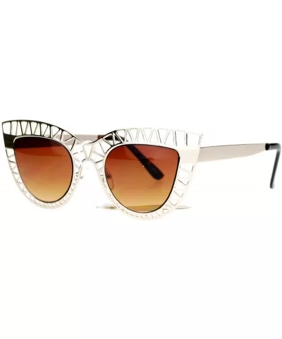 Womens Lattice Wire Frame Cat Eye Runway Fashion Sunglasses - Gold - C0123FLZQND $8.32 Cat Eye