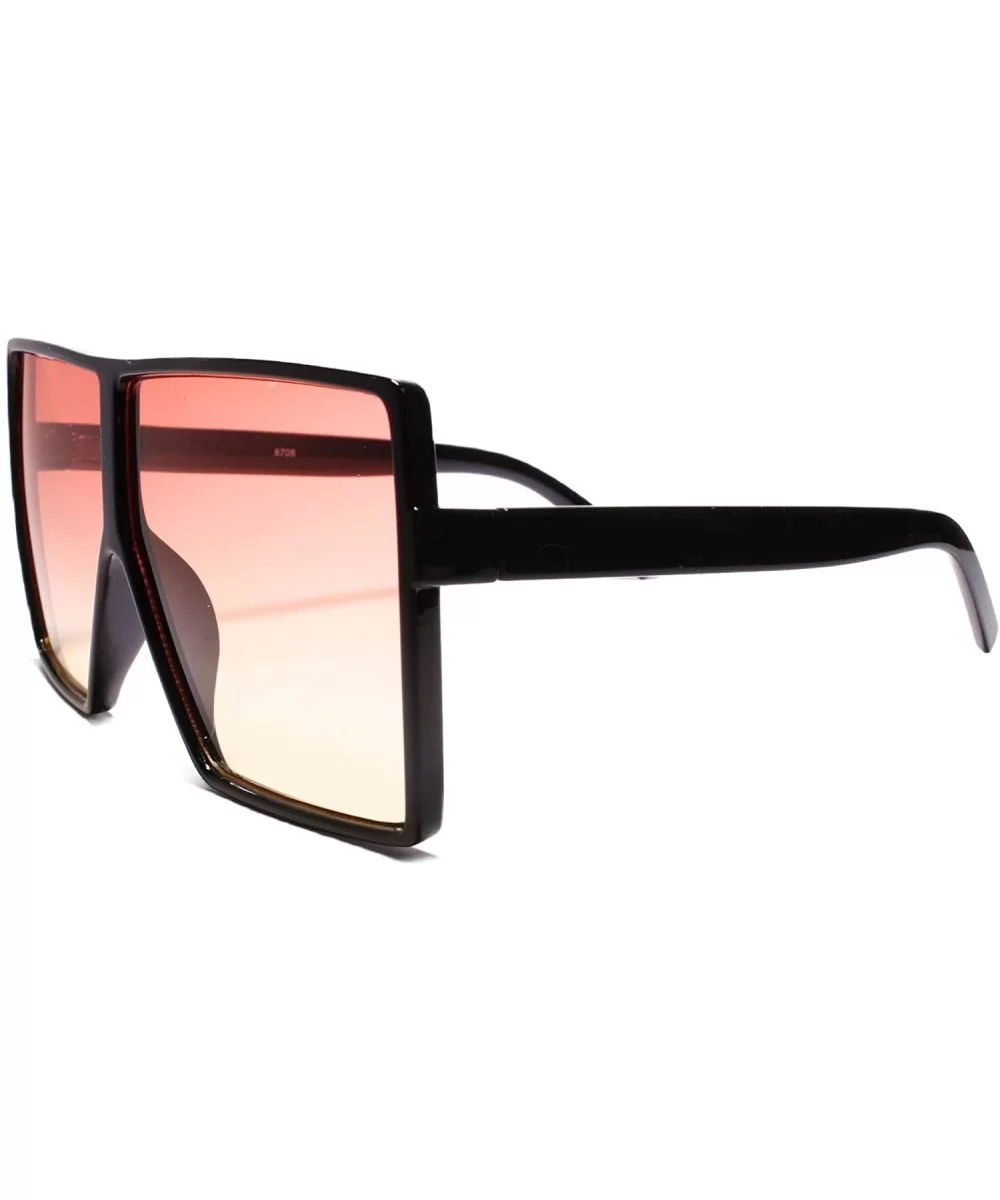 High-End Chic Designer Inspired Oversized XL Womens Sunglasses - Pink / Yellow - C618U4KGAAU $10.33 Square