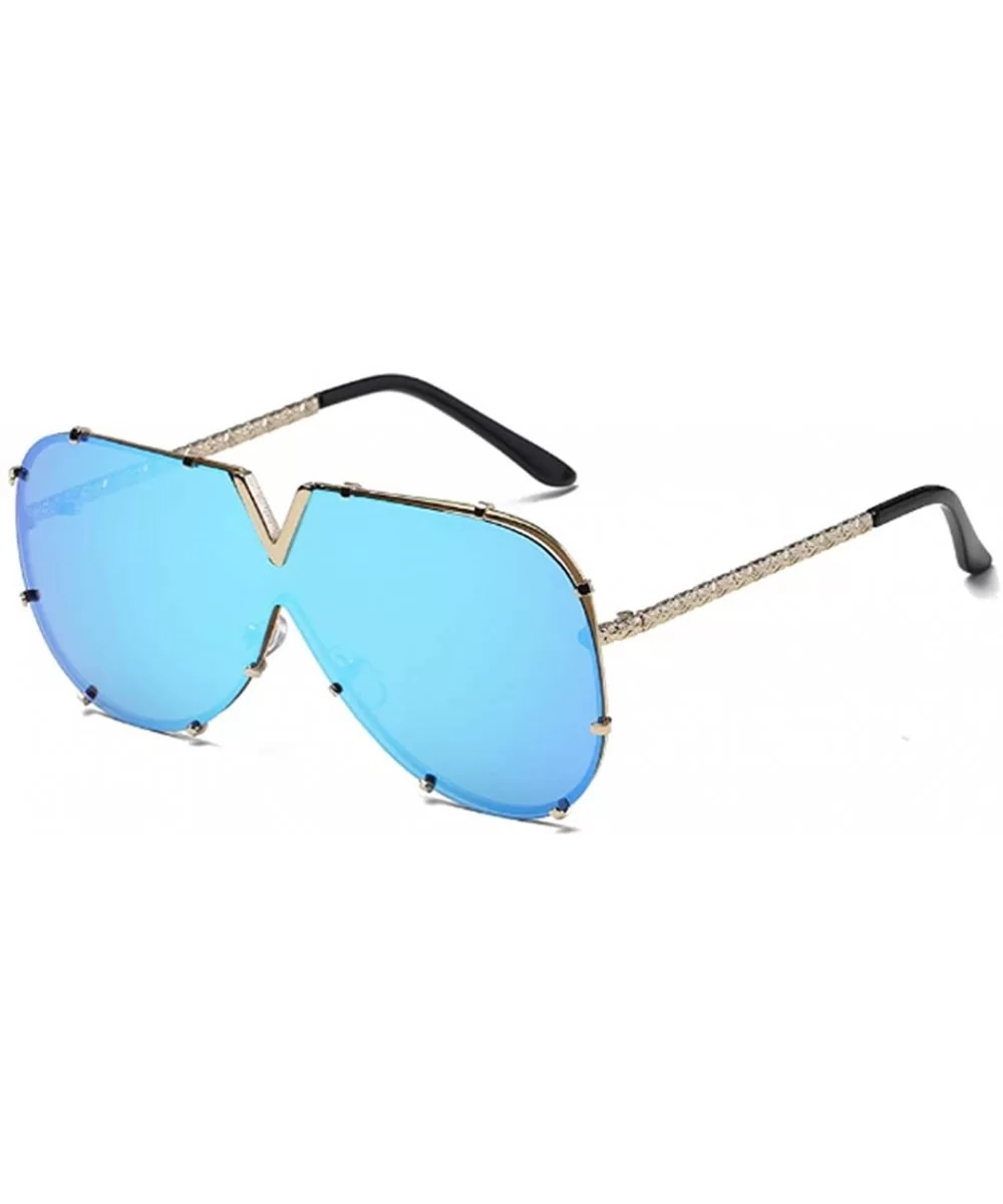 Sunglass Fashion Oversized Sunglasses Men Women Mirror Driving Eyewear Cool Metal Frame UV400 Sun Glasses - 4 - C918U50I267 $...