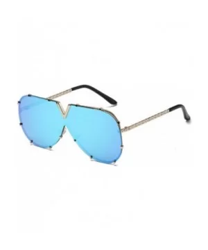 Sunglass Fashion Oversized Sunglasses Men Women Mirror Driving Eyewear Cool Metal Frame UV400 Sun Glasses - 4 - C918U50I267 $...