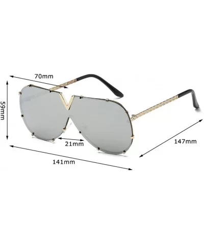 Sunglass Fashion Oversized Sunglasses Men Women Mirror Driving Eyewear Cool Metal Frame UV400 Sun Glasses - 4 - C918U50I267 $...