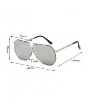 Sunglass Fashion Oversized Sunglasses Men Women Mirror Driving Eyewear Cool Metal Frame UV400 Sun Glasses - 4 - C918U50I267 $...