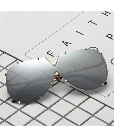 Sunglass Fashion Oversized Sunglasses Men Women Mirror Driving Eyewear Cool Metal Frame UV400 Sun Glasses - 4 - C918U50I267 $...