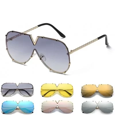 Sunglass Fashion Oversized Sunglasses Men Women Mirror Driving Eyewear Cool Metal Frame UV400 Sun Glasses - 4 - C918U50I267 $...