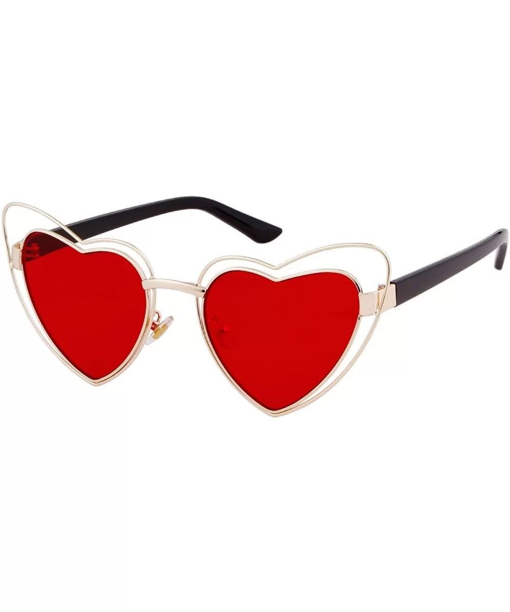 Clout Goggle Heart Sunglasses Vintage Cat Eye Mod Style Retro Kurt Cobain Glasses - Gold Frame Red Lens - CY18LG8E8NC $11.53 ...