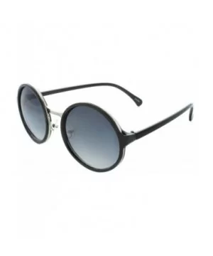 Metal Insert 50mm Round Sunglasses - Black-silver - CR11LQ6DZXD $6.58 Oversized