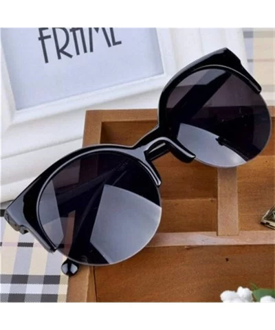 2020 Retro Designer Super Round Circle Glasses Cat Eye Women's Sunglasses Glasses Goggles (Color Black) - Black - CC199EIYC3S...